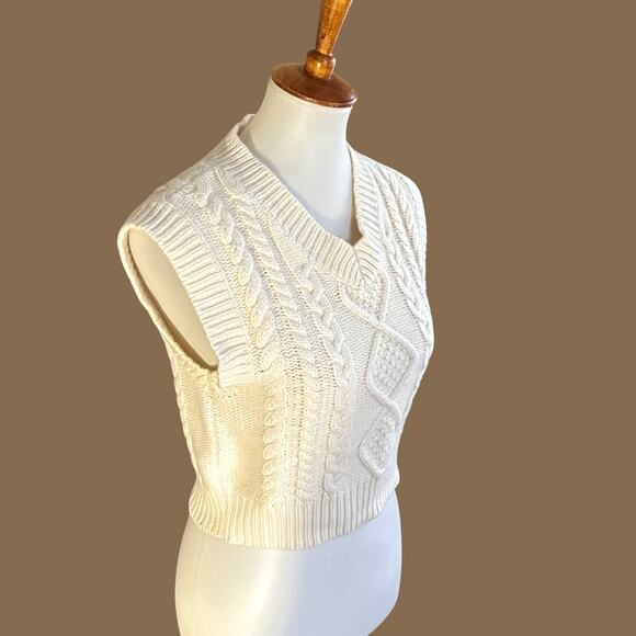 Wilfred Cable Knit Sweater Vest XS Merino Wool Cotton V Neck - Picture 4 of 8